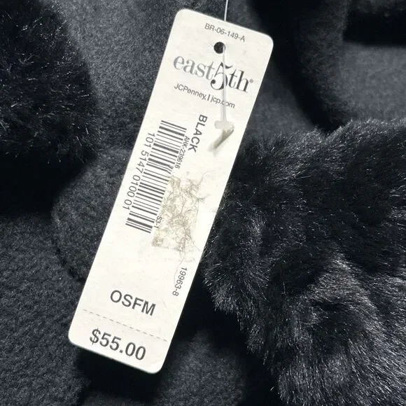 East 5th Black Shawl NWT $55 Poncho Faux Fur Womens Sweater - Picture 9 of 13